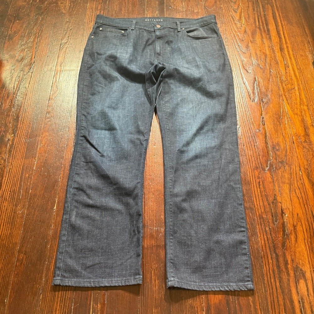 Mott & Bow Jeans Mens 38x30 Dark Blue Denim Straight Fit Stretch Casual Comfort